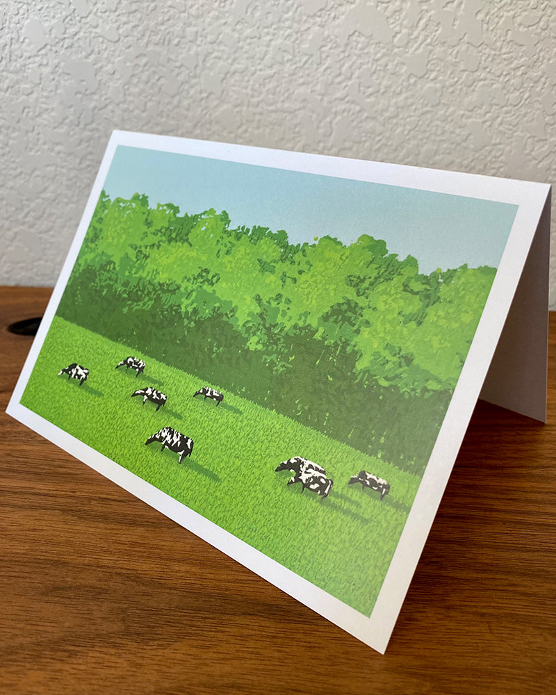 Green Pastures - Woodcut Greeting Card