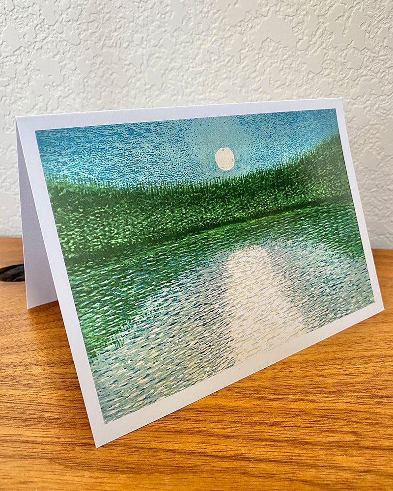 Pine Lake - Woodcut Greeting Card