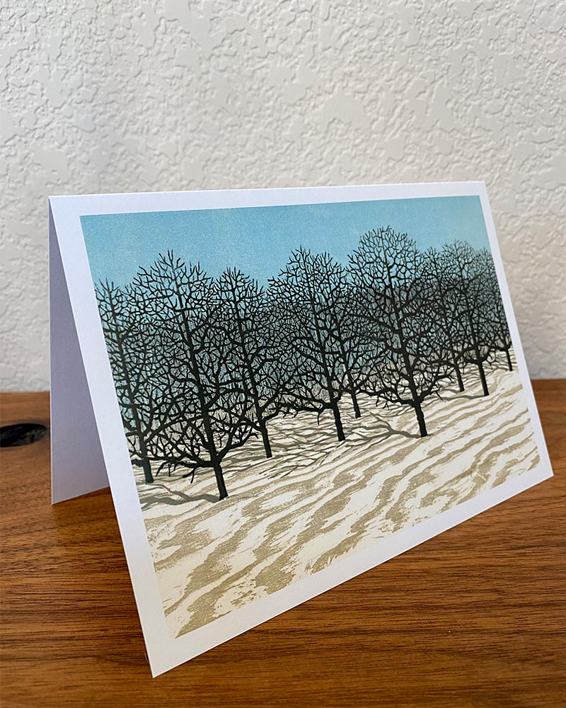 Winter Oaks - Woodcut Greeting Card